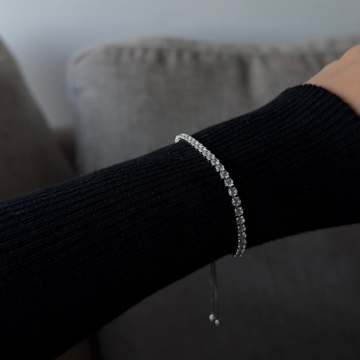 Pulsera tennis plata ajustable